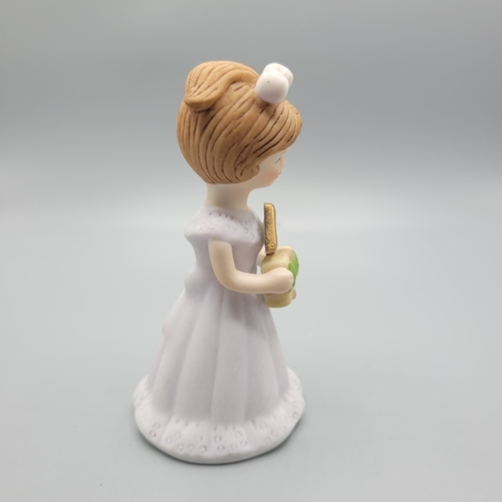 Enesco Growing Up Birthday Girl Brunette Age 4 Porcelain Figurine/Cake Topper